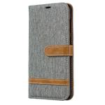 Color Matching Denim Texture Leather Case for Galaxy  A70, with Holder & Card Slots & Wallet & Lanyard(Gray)