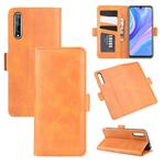 For Huawei Y8p/Enjoy 10s Dual-side Magnetic Buckle Horizontal Flip Leather Case with Holder & Card Slots & Wallet(Yellow)