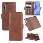 For Huawei Y8p/Enjoy 10s Dual-side Magnetic Buckle Horizontal Flip Leather Case with Holder & Card Slots & Wallet(Brown)