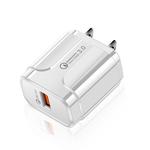 Portable QC3.0 18W USB Port Universal Quick Charging Charger, US Plug(White)