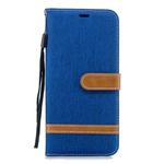 Color Matching Denim Texture Leather Case for Galaxy J4+, with Holder & Card Slots & Wallet & Lanyard(Royal Blue)