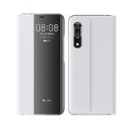For Huawei P30 Side Window Display Comes With Hibernation/Bracket Function Plain Cloth Without Flip To Answer The Phone Case(Silver)