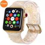 For Apple Watch Series 7 45mm / 6 & SE & 5 & 4 44mm / 3 & 2 & 1 42mm Glitter Silicone Strap(Gold)