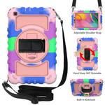 For Samsung Galaxy Tab A 8.0  2019 T290 / T295 360 Degree Rotation PC + Silicone Shockproof Combination Case with Holder & Hand Grip Strap & Neck Strap(Colorful+Rose Gold)(Colorful+Rose Gold)
