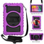 For Samsung Galaxy Tab A 8.0  2019 T290 / T295 360 Degree Rotation PC + Silicone Shockproof Combination Case with Holder & Hand Grip Strap & Neck Strap(Purple)