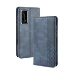 For Huawei P40 Pro+/P40 Pro Plus Magnetic Buckle Retro Crazy Horse Texture Horizontal Flip Leather Case  , with Holder & Card Slots & Photo Frame(Blue)
