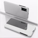 For OPPO Reno 4 Plated Mirror Horizontal Flip Leather Case with Holder(Silver)