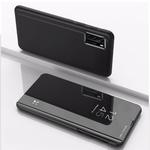 For OPPO Reno 4 Plated Mirror Horizontal Flip Leather Case with Holder(Black)