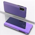 For OPPO Reno 4 Plated Mirror Horizontal Flip Leather Case with Holder(Purple Blue)