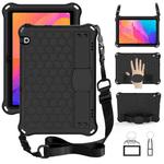 For Huawei MatePad T8 8.0 (2020) Honeycomb Design EVA + PC Four Corner Shockproof Protective Case with Strap(Black+Black)