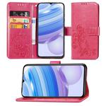 For Xiaomi Redmi 10X Pro 5G/10X 5G Four-leaf Clasp Embossed Buckle Mobile Phone Protection Leather Case with Lanyard & Card Slot & Wallet & Bracket Function(Magenta)