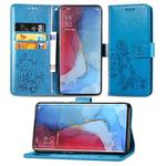 For OPPO Reno 3 Pro /Find X2 neo Four-leaf Clasp Embossed Buckle Mobile Phone Protection Leather Case with Lanyard & Card Slot & Wallet & Bracket Function(Blue)