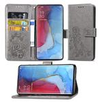 For OPPO Reno 3 Pro /Find X2 neo Four-leaf Clasp Embossed Buckle Mobile Phone Protection Leather Case with Lanyard & Card Slot & Wallet & Bracket Function(Gray)