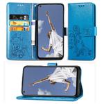 For OPPO A72/A52/A92 Four-leaf Clasp Embossed Buckle Mobile Phone Protection Leather Case with Lanyard & Card Slot & Wallet & Bracket Function(Blue)