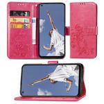 For OPPO A72/A52/A92 Four-leaf Clasp Embossed Buckle Mobile Phone Protection Leather Case with Lanyard & Card Slot & Wallet & Bracket Function(Magenta)