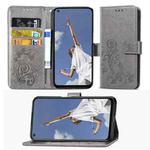 For OPPO A72/A52/A92 Four-leaf Clasp Embossed Buckle Mobile Phone Protection Leather Case with Lanyard & Card Slot & Wallet & Bracket Function(Gray)