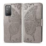 For Huawei Honor X10 Butterfly Love Flower Embossed Horizontal Flip Leather Case with Bracket / Card Slot / Wallet / Lanyard(Gray)