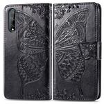 For Huawei Y8P/ Enjoy 10S Butterfly Love Flower Embossed Horizontal Flip Leather Case with Bracket / Card Slot / Wallet / Lanyard(Black)