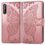 For Huawei Y8P/ Enjoy 10S Butterfly Love Flower Embossed Horizontal Flip Leather Case with Bracket / Card Slot / Wallet / Lanyard(Rose Gold)