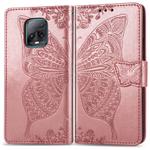 For Xiaomi Redmi 10X Pro/10X  Butterfly Love Flower Embossed Horizontal Flip Leather Case with Bracket / Card Slot / Wallet / Lanyard(Rose Gold)