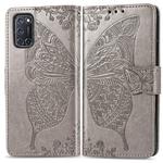 For OPPO A52/A72/A92 Butterfly Love Flower Embossed Horizontal Flip Leather Case with Bracket / Card Slot / Wallet / Lanyard(Gray)