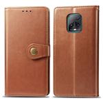 For Xiaomi Redmi 10X Pro 5G/10X 5G Retro Solid Color Leather Buckle Phone Case with Lanyard & Photo Frame & Card Slot & Wallet & Stand Function(Brown)