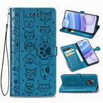 For Xiaomi  Redmi 10X Pro 5G/10X 5G Cute Cat and Dog Embossed Horizontal Flip Leather Case with Bracket / Card Slot / Wallet / Lanyard(Blue)