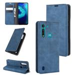 For Motorola Moto G8 Power Lite Retro-skin Business Magnetic Suction Leather Case with Holder & Card Slots & Wallet(Dark Blue)