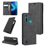 For Motorola Moto G8 Power Lite Retro-skin Business Magnetic Suction Leather Case with Holder & Card Slots & Wallet(Black)