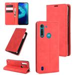 For Motorola Moto G8 Power Lite Retro-skin Business Magnetic Suction Leather Case with Holder & Card Slots & Wallet(Red)