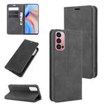 For OPPO Reno 4 Pro 5G Retro-skin Business Magnetic Suction Leather Case with Holder & Card Slots & Wallet(Black)