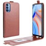 For OPPO Reno 4 5G R64 Texture Single Vertical Flip Leather Protective Case with Card Slots & Photo Frame(Brown)