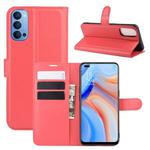 For OPPO Reno 4 5G Litchi Texture Horizontal Flip Protective Case with Holder & Card Slots & Wallet(Red)