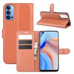 For OPPO Reno 4 5G Litchi Texture Horizontal Flip Protective Case with Holder & Card Slots & Wallet(Brown)