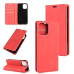 For iPhone 12 / 12 Pro Retro-skin Business Magnetic Suction Leather Case with Holder & Card Slots & Wallet(Red)