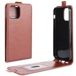For iPhone 12 / 12 Pro R64 Texture Single Vertical Flip Leather Protective Case with Card Slots & Photo Frame(Brown)