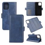 For iPhone 12 / 12 Pro Dual-side Magnetic Buckle Horizontal Flip Leather Case with Holder & Card Slots & Wallet(Dark Blue)