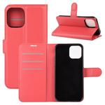 For iPhone 12 / 12 Pro Litchi Texture Horizontal Flip Protective Case with Holder & Card Slots & Wallet(Red)