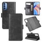 For OPPO Reno 4 5G Dual-side Magnetic Buckle Horizontal Flip Leather Case with Holder & Card Slots & Wallet(Black)