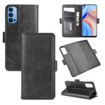 For Oppo Reno 4 5G Dual-side Magnetic Buckle Horizontal Flip Leather Case with Holder & Card Slots & Wallet(Black)