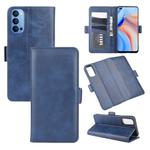 For Oppo Reno 4 5G Dual-side Magnetic Buckle Horizontal Flip Leather Case with Holder & Card Slots & Wallet(Dark Blue)