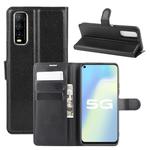 For Vivo Y70s Litchi Texture Horizontal Flip Protective Case with Holder & Card Slots & Wallet(Black)