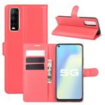 For Vivo Y70s Litchi Texture Horizontal Flip Protective Case with Holder & Card Slots & Wallet(Red)