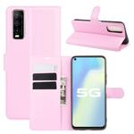 For Vivo Y70s Litchi Texture Horizontal Flip Protective Case with Holder & Card Slots & Wallet(Pink)