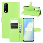 For Vivo Y70s Litchi Texture Horizontal Flip Protective Case with Holder & Card Slots & Wallet(Green)