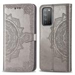 For Huawei Honor X10 Halfway Mandala Embossing Pattern Horizontal Flip Leather Case with Holder & Card Slots & Wallet & Photo Frame & Lanyard(Gray)