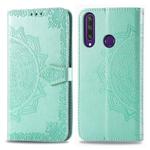For Huawei Y6P Halfway Mandala Embossing Pattern Horizontal Flip Leather Case with Holder & Card Slots & Wallet & Photo Frame & Lanyard(Green)