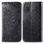 For OPPO A52 / A72 / A92 Halfway Mandala Embossing Pattern Horizontal Flip Leather Case with Holder & Card Slots & Wallet & Photo Frame & Lanyard(Black)
