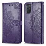 For OPPO A52 / A72 / A92 Halfway Mandala Embossing Pattern Horizontal Flip Leather Case with Holder & Card Slots & Wallet & Photo Frame & Lanyard(Purple)