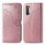 For OPPO Find X2 Lite / Reno 3 Halfway Mandala Embossing Pattern Horizontal Flip Leather Case with Holder & Card Slots & Wallet & Photo Frame & Lanyard(Rose Gold)